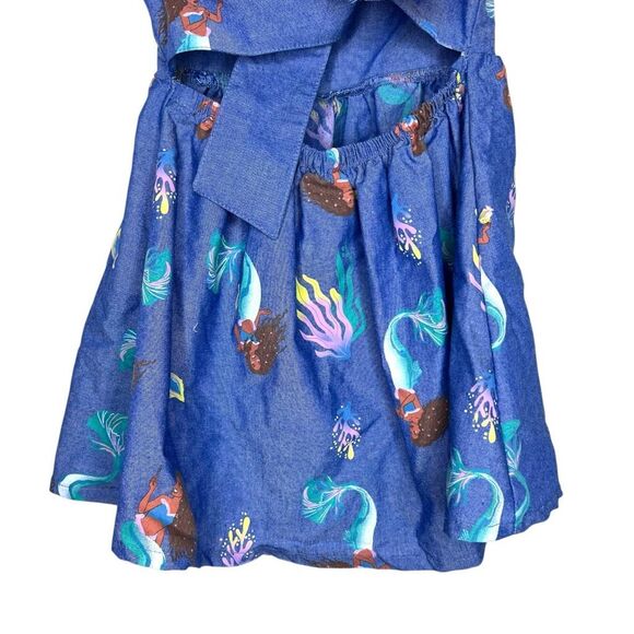 Disney The Little Mermaid Toddler Dress 3T Blue Chambray Ruffle Sleeve Ariel Mer - Picture 8 of 9